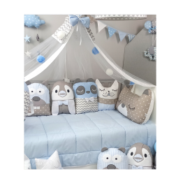 Baby Star Σετ προίκας κρεβατιού Tiny Friends Σιέλ 3τμχ